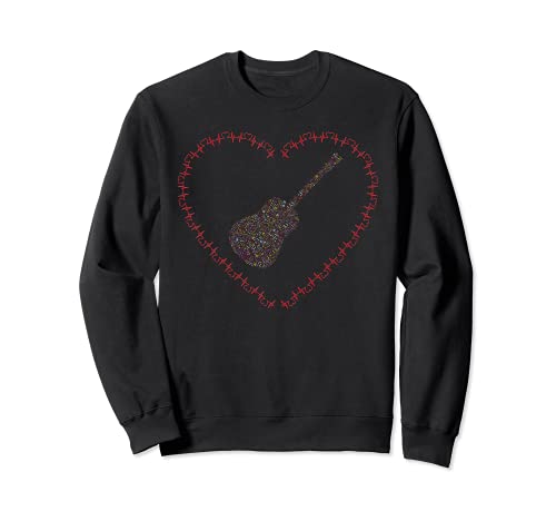 Ukulele Guitar Rock Star, heart gift music guitarist band Sweatshirt, Black