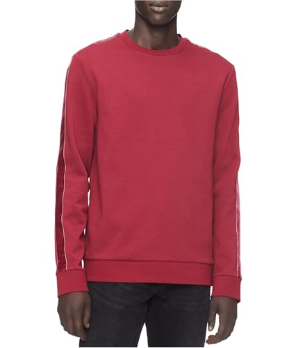 Calvin Klein Mens Striped Crew Neck Pullover Sweater Red L