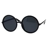 Womens Wizard Round Circle Lens Plastic Mod Fashion Sunglasses Black