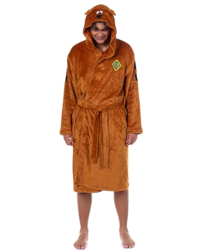INTIMO Scooby-Doo Robe Mens Character Embroidered 3D Design Hooded Bathrobe For Adults (L/XL)