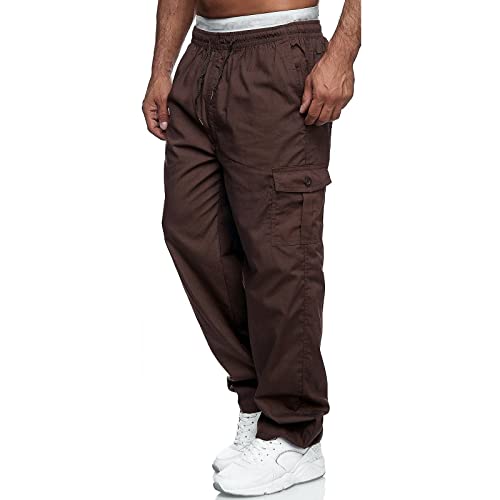 Men's Cargo Pants Straight Work Pants Outdoor Fitness Trousers Baggy Hiking Sweatpants with Multi Pockets