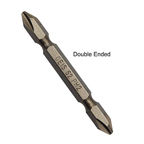Sipery Double End Screwdriver Bits Philips Ph2 Magnetic Phillips Power Bit Hex Shank S2 High Alloy Steel Electroplate 65mm/2.56inch Length 10Pcs