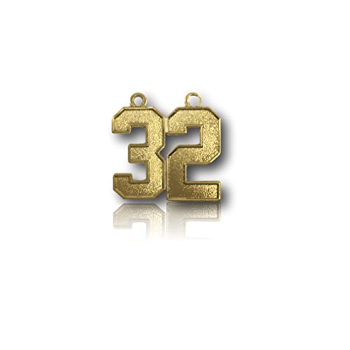 CustomNumberCharms Number 32 Gold Plated Jersey Style Sports Necklace Charm Pendant (0.8