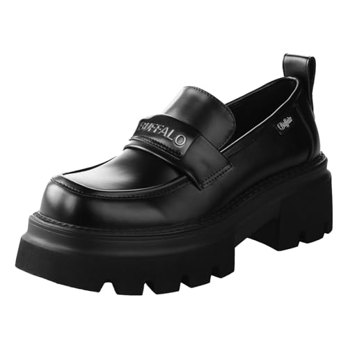 Buffalo Scarpe da donna con plateau Mave Loafer, Nero , 40...