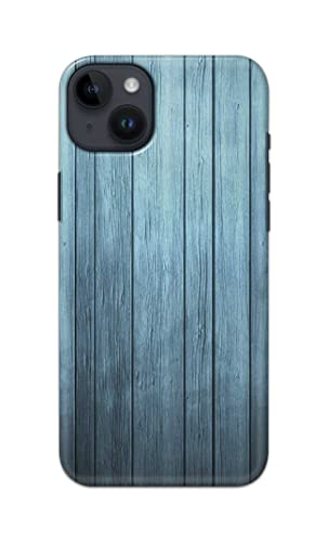 Image of Printed Hard Back Cover Case for Apple iPhone 14 Back Cover (Wooden Blue) -702