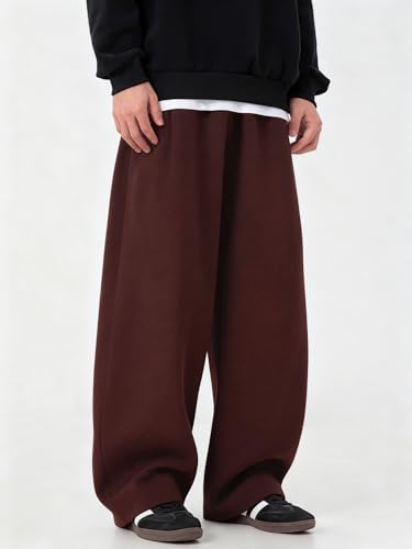 Image of Mens Baggy Sweatpants Wide Leg Casual Elastic Waist Drawstring Athletic Loose Jogger Fall Sweat Pants with Pockets