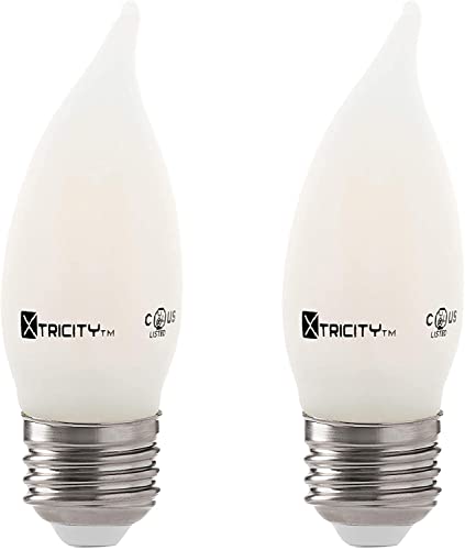 Xtricity Frosted Filament 6W Frosted Led Chandelier Light Bulbs, Equivalent 60 Watt Candelabra Base Bulbs, 500 Lumens, 3000K Soft White, Dimmable, 120V, E26 Medium Base, Energy Star, (2 Pack) #TOP13