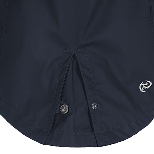 Dry Fashion Damen Regenmantel Malmö - Frauen Regenjacke Jacke mit Kapuze Lang Winddicht Wasserdicht Gefüttert mit Teddyfleece in Navy Größe 38