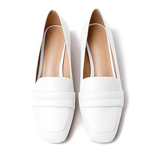 Joseywade Women Low Block Chunky Heel Pumps Square Toe Slip On 1.5'' Closed Toe Loafer Shoes for Wedding Office Evening Workplace3