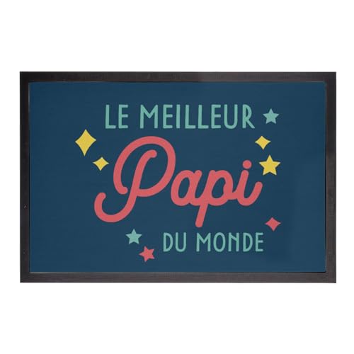 Paillasson Bleu Papi du Monde 75x50cm | Tapis Entrée Maison