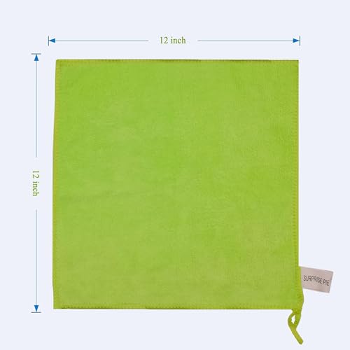Image of Reusable Thick Microfiber Cleaning Cloths Pastel Kitchen Towels for Window Cleaner, Auto Detailing Supplies Washcloth Polishing Rags, Wiping Appliances(12 inchx12 inch) Green12 Pack