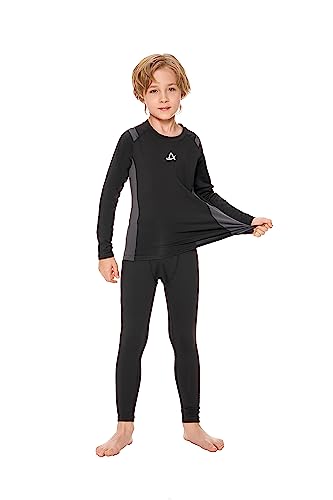 Kids Thermal Base Layer Set Fleece Lined Underwear Top & Pants for Winter Sports,1/2 Pack2