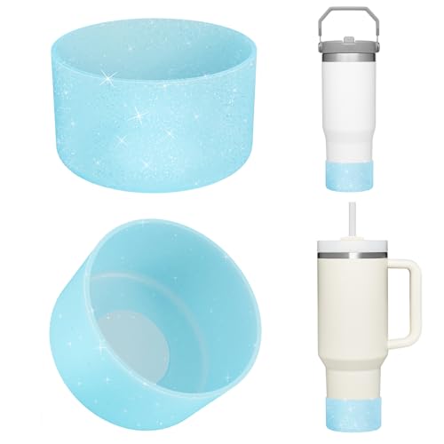 Upgrade 2PCS Protective Silicone Boot Bumper for Stanley Quencher Adventure 40oz 30oz IceFlow 20oz 30oz Tumbler, Water Bottle Bottom Sleeve Cover Accessories for Stanley Mug Cup(Glitter Blue) -  Airboat