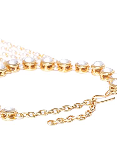 Karatcart Gold Plated Kundan Pearl Chain Hathphool for Women - Image 3