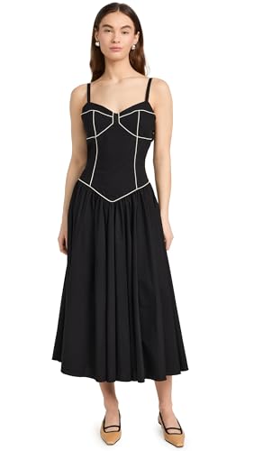 Caroline Constas Women's Orella Dress, Black Off White Combo, L at