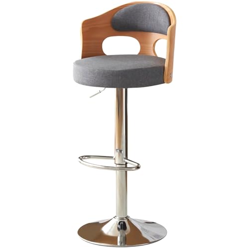 Banquetas Cocina Giratorios para Encimera de Cocina, Taburete de Madera Ajustables, Sillas de Bar Modernas Tapizadas con Respaldo, Tela Cómoda y Transpirable, para Sala de Estar