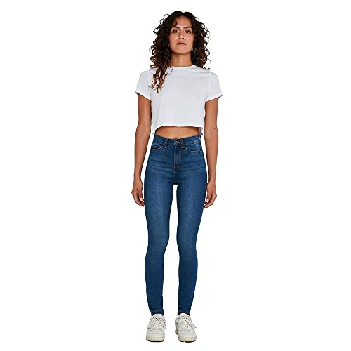 Noisy may Damen Skinny Fit Jeans High Waist Denim Pants Stretch Basic Hose...