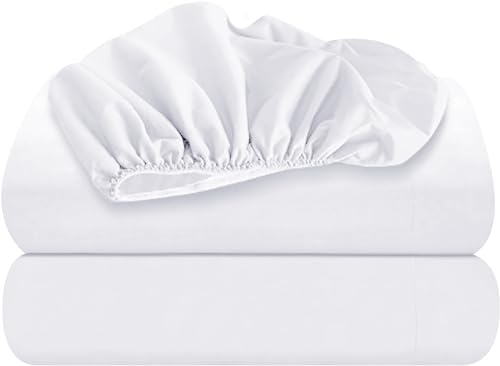 La Mejor Selección de Bajeras ajustables Top 5. 48 Oakias - Sábana bajera ajustable para cama (2 unidades), color blanco