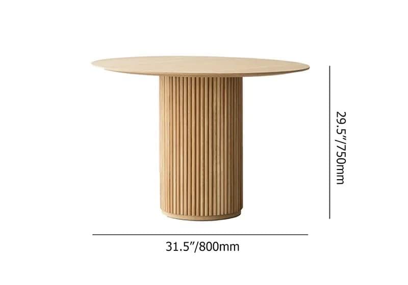 Image of Solid Wooden Round Dining Table Dining Table for Living Room, Bedroom, Hotel & Home, Natural Finish, only Dining tebal (80.01L x 80.01D x 76.2H CM)