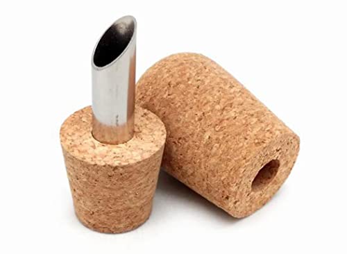 Vin Bouquet FIA 242 - Tapón y Decantador Vino de Acero Inoxidable con Acabado en Corcho Natural, Vertedor Vino