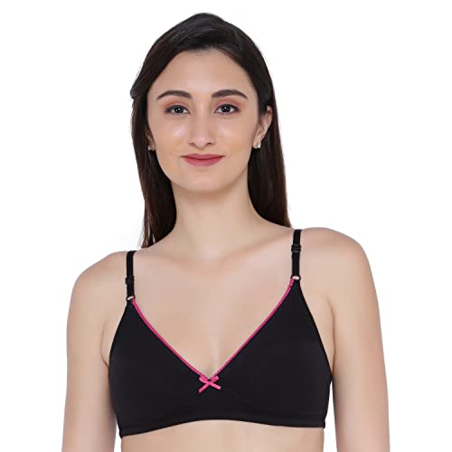 Image of Laavian Women's Wirefree Non Padded Plunge Neck Bra with Elasticated Support Band and Adjustable Shoulder Straps
