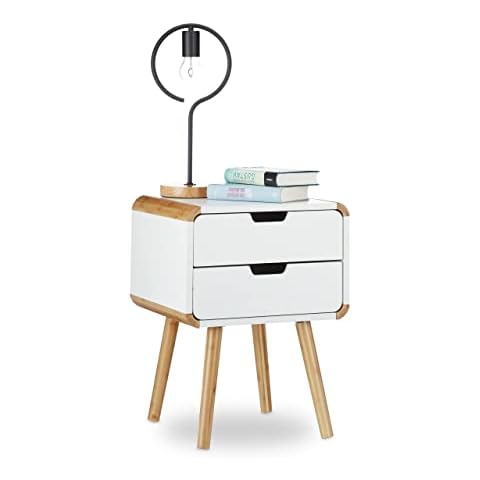 Relaxdays Nachttisch 2 Schubladen, Holz Nachtschrank Cover