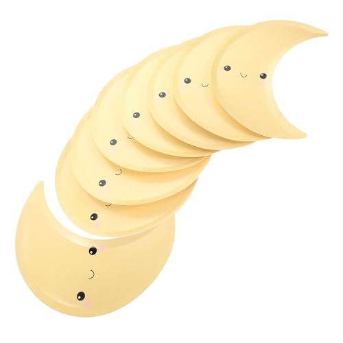 FELTECHELECTR Platos de Papel Desechables en Forma de Luna Amarillos, 8 Unidades, Vajilla para Fiestas Temáticas Espaciales, Platos para Pastel de Cumpleaños y Decoraciones Festivas