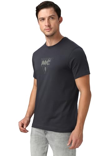 Image of Van Heusen Men Cotton Regular Fit Athleisure Graphic T-Shirt - Round Neck, Short Sleeve, Minimal Print