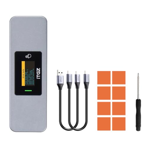 Smart M.2 Enclosure with Touchscreen, USB 3.2 Gen 2 10Gbps, Only Compatible with 2280 NVMe/ PCIe and NGFF/SATA SSD, Support for M-Key B+M Key, External Enclosure Support UASP Trim