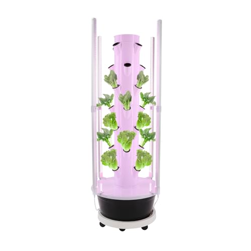 Hydroponic Growing System mit Licht 28 Vertikal Hydroponik Turm mit 30L Wassertank Garten Hydrokultur Anbausystem Aeroponik Anbauset Aeroponics Growing Kit für Kräuter Obst