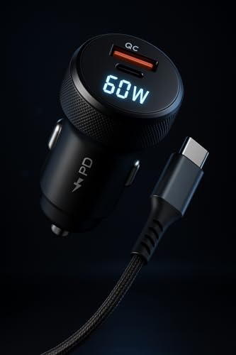 Carregador Veicular Premium Turbo 60W – 2 Saídas (USB-C Power Del...