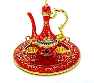 YU FENG Moroccan Teapot Set Jewelry Trinket Box Hinged Hand Painted Enamel Treasured Trinkets Collectable Jewellery Box Ring Holder For Home Decor Gift,3inch
