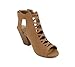 Soda Taking ~ Women Open Toe Low Heel Gladiator Sandal with Adjustable Ankle Strap (Tan Nubuck, 10)