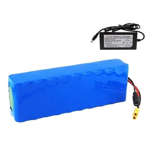 HTDRE Batería de Litio para Bicicleta eléctrica de 36 V y 10 Ah, 10S2P con Cargador, para Scooter eléctrico (XT60)