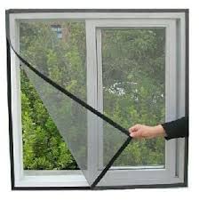 GNS PVT. LTD. Upgraded & Stitched Fiberglass Mesh Insect Net Protection Mosquito Net for Window Screen with Black Upgraded Self Adhesive Hook Tap | Grey | (4 x 4 Feet)
