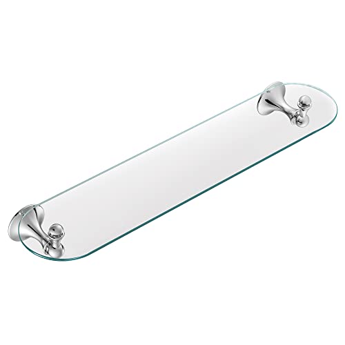 Moen DN7790CH Lounge 24-Inch Wide x 5-Inch Deep Decorative Glass Bathroom Vanity Shelf, Chrome - image 1