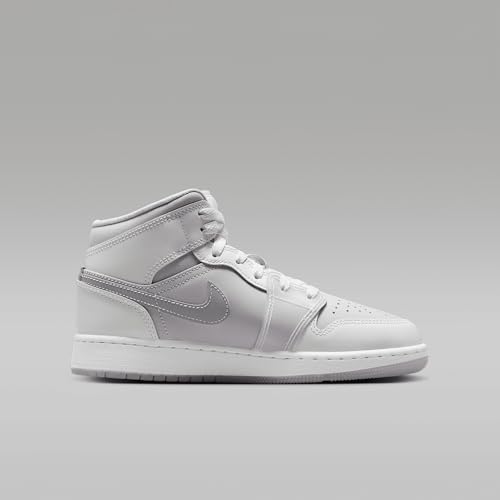 Jordan Air 1 Mid Grade School Summit White/Metallic Silver HQ3600-121 Size 7Y