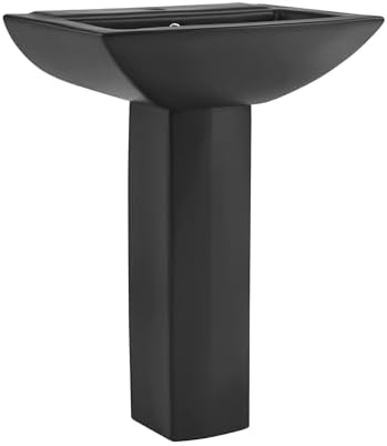 Sublime Square Two-Piece Pedestal Sink in Matte Black