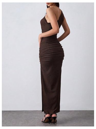 Floerns Women's One Shoulder Maxi Dress Sleeveless Ruched Evening Slit Bodycon Dresses3