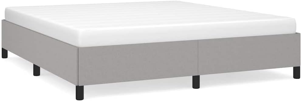 Bed Frame Light Gray 100% Polyester Fabric with Engineered Wood Platform, Sturdy Slatted Foundation for California King Mattress, Easy-Assembly Modern Bedroom Furniture