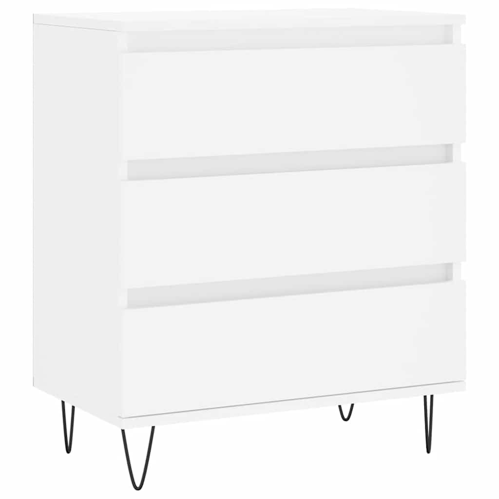 Credenza bianca, 60 x 35 x 70 cm, in legno con gambe in ferro, moderna, per soggiorno, corridoio e camera da letto, con spazio e superficie decorativa