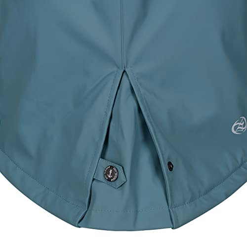 Dry Fashion Damen Regenmantel Malmö - Frauen Regenjacke Jacke mit Kapuze Lang Winddicht Wasserdicht Gefüttert mit Teddyfleece in Petrol Größe 38