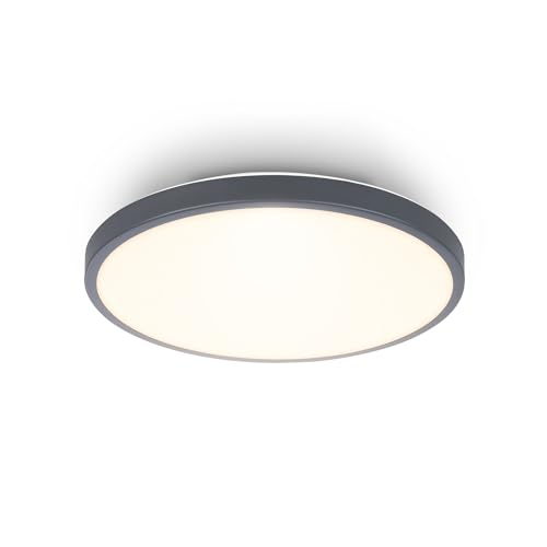 BRILONER - Plafonnier LED avec panneau décoratif, lumière blanche chaude, 10W, 1200lm, lustre salon, chambre, luminaire plafonnier, cuisine, 24 x 6 cm, anthracite