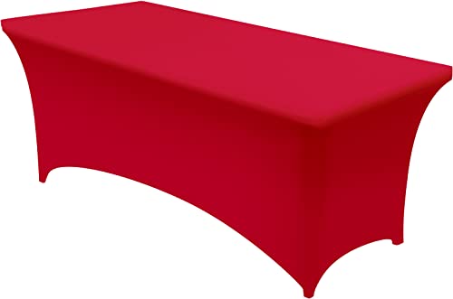 Utopia Kitchen Spandex Tablecloth 1 Pack [6Ft, Red] Tight, Fitted, Washable And Wrinkle Resistant Stretch Rectangular Patio Table Cover For Event, Wedding & Parties [72Lx30Wx30H Inch] #TOP26