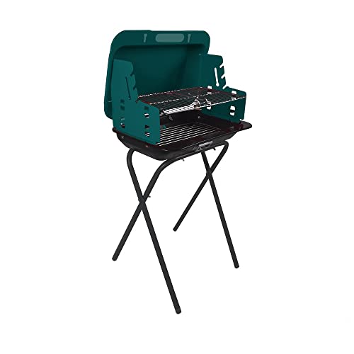 WOLFPACK LINEA PROFESIONAL - Barbacoa Carbon y Leña Plegable Cayuse, Parrillas Regulables. Barbacoa Jardin, Playa, Patio, 47x43,5x96 cm.