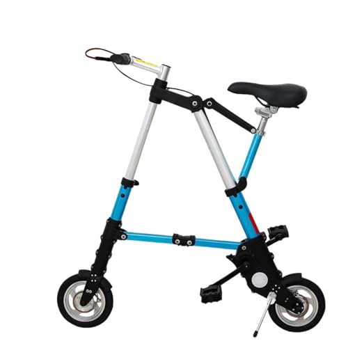 LairaAur 10 インチ折りたたみ自転車 成人児童通用軽量アルミニウム 耐荷重 85KG 前後パンクレスタイヤダブルブレーキ サドル調整 160-185CM ポータブル通勤 (ブルー)
