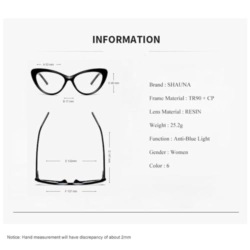Lunettes œil de chat en acétate durable à charnière à ressort - 7