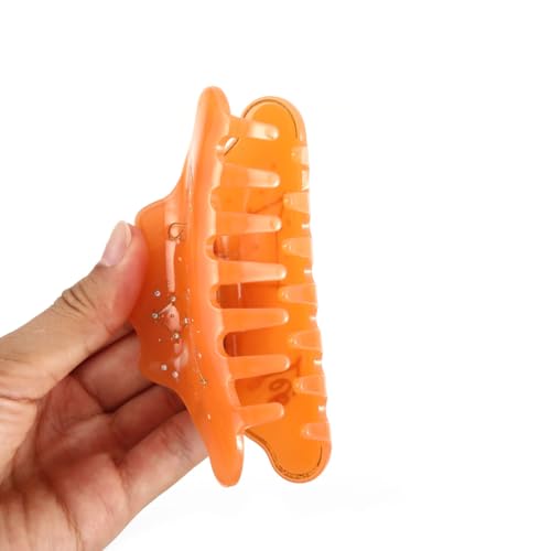 Leo Zodiac Sign Hair Claw with Rhinestones, Orange Personalized Acetate Hair Clip for Women Gift 1 Piece