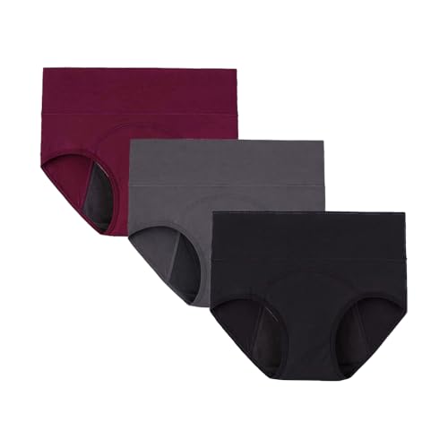 Image of DIVING DEEP High Waist Period Panty for Women| Leakproof Menstrual Underwear for Girls | Breathable Ultra-Soft Cotton Panties | Heavy Flow Protection Multi-Layer Reusable 2 Years (Pack of 3)