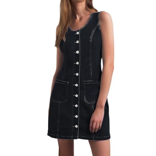Robe salopette en jean coupe trapèze ajustable pour silhouette sculptée